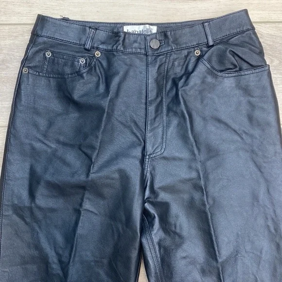 Bagatelle Real Black‎ Leather Pants High Rise Biker Punk Grunge Womens Vintage - Picture 2 of 15